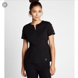 Jaanuu Black button sleeve scrub top—size XS